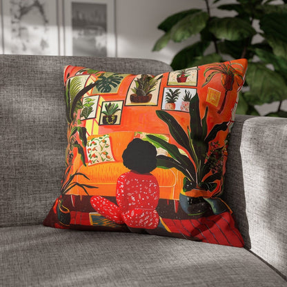 Plant Room Pillow - Afrocentric Art by The Trini Gee