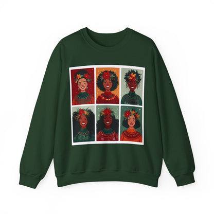 Poinsettia Crowns Sweatshirt - Afrocentric Art by The Trini Gee