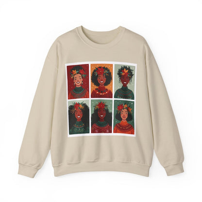 Poinsettia Crowns Sweatshirt - Afrocentric Art by The Trini Gee