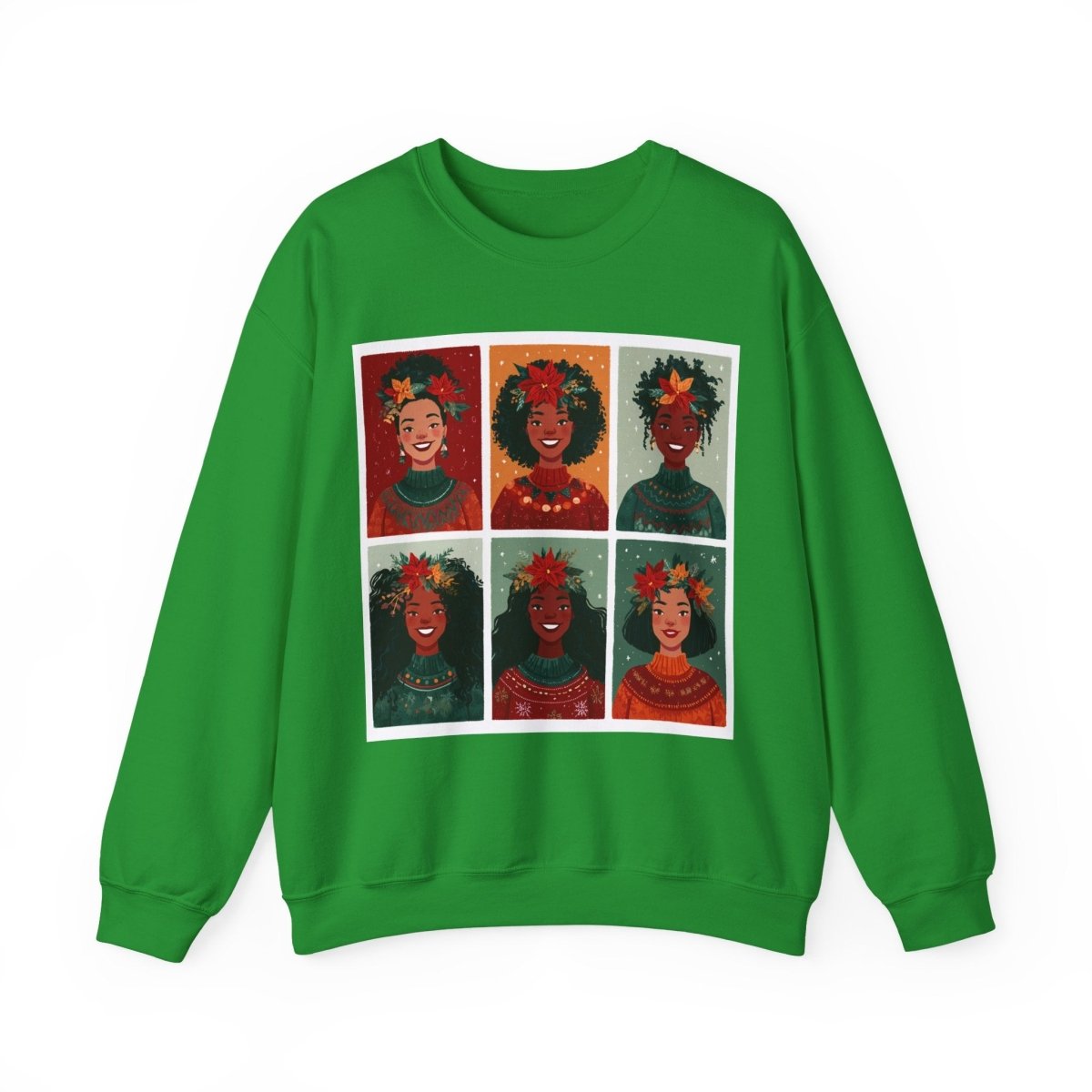 Poinsettia Crowns Sweatshirt - Afrocentric Art by The Trini Gee
