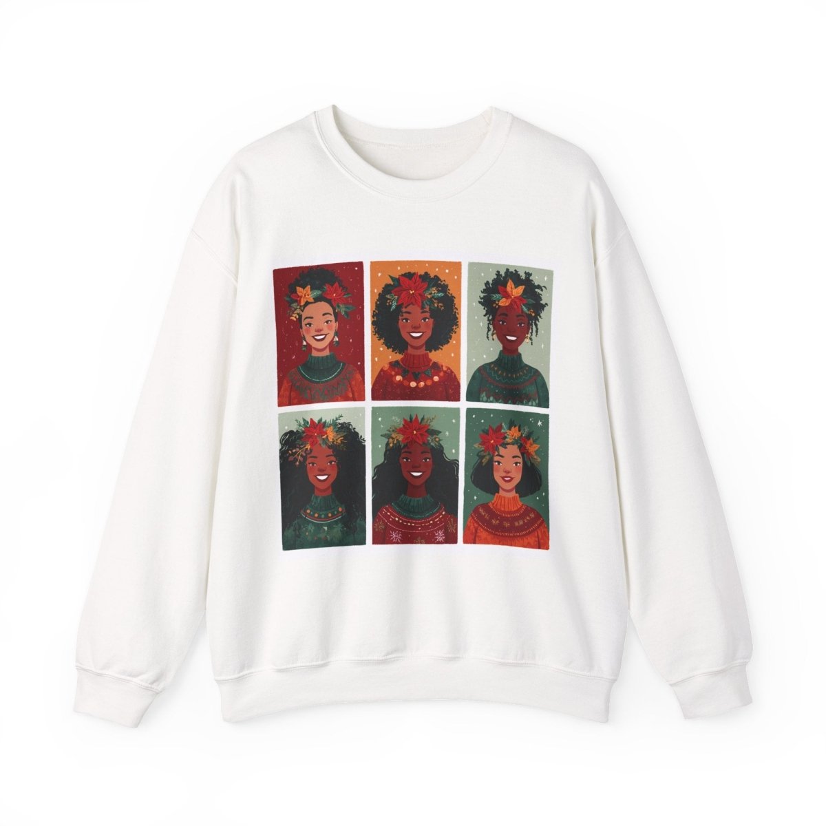 Poinsettia Crowns Sweatshirt - Afrocentric Art by The Trini Gee