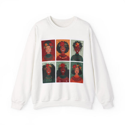 Poinsettia Crowns Sweatshirt - Afrocentric Art by The Trini Gee