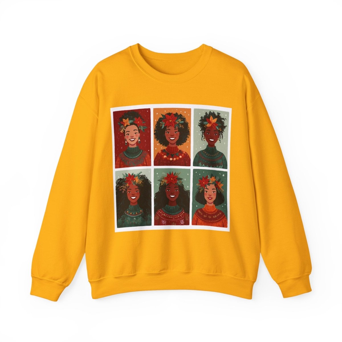Poinsettia Crowns Sweatshirt - Afrocentric Art by The Trini Gee