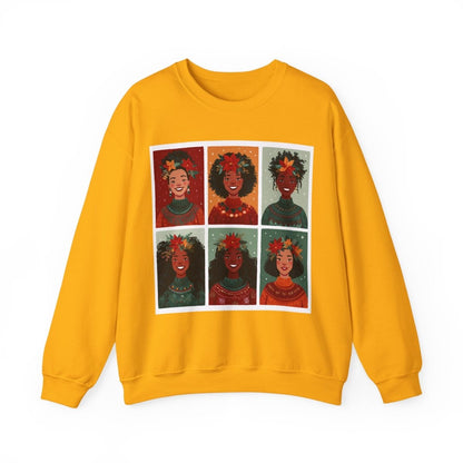 Poinsettia Crowns Sweatshirt - Afrocentric Art by The Trini Gee
