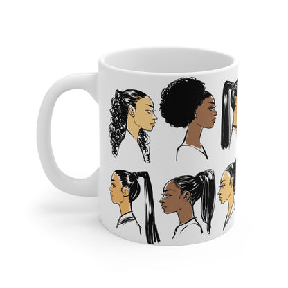 Ponytail Profile Mug - Afrocentric Art by The Trini Gee