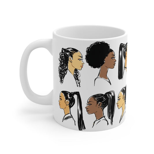 Ponytail Profile Mug - Afrocentric Art by The Trini Gee