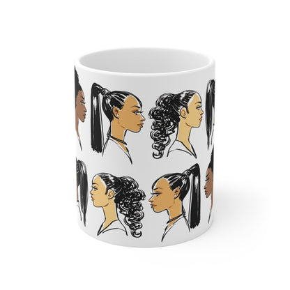 Ponytail Profile Mug - Afrocentric Art by The Trini Gee