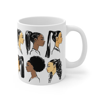 Ponytail Profile Mug - Afrocentric Art by The Trini Gee