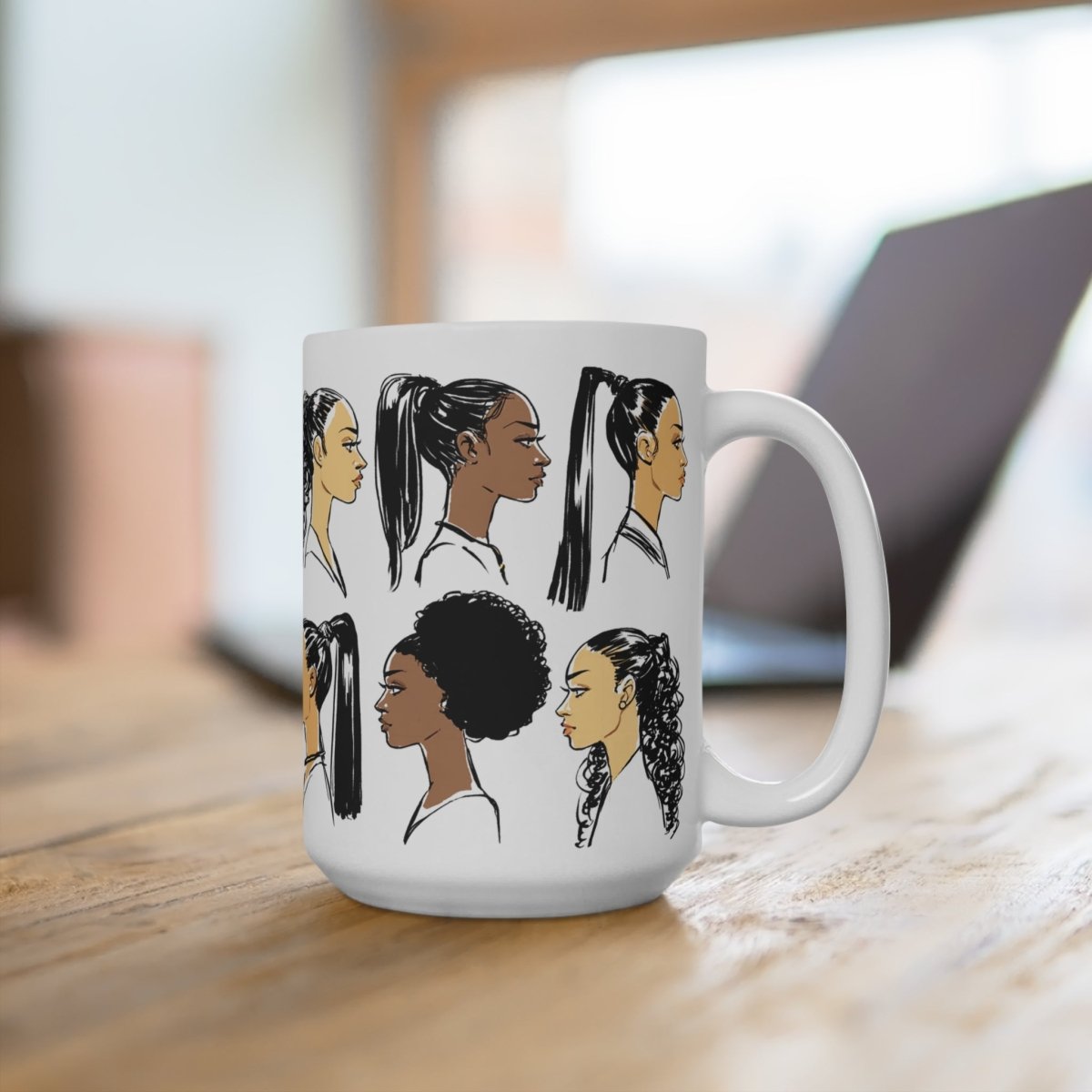 Ponytail Profile Mug - Afrocentric Art by The Trini Gee