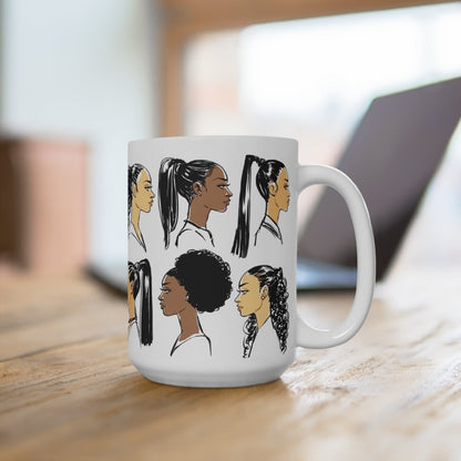 Ponytail Profile Mug - Afrocentric Art by The Trini Gee