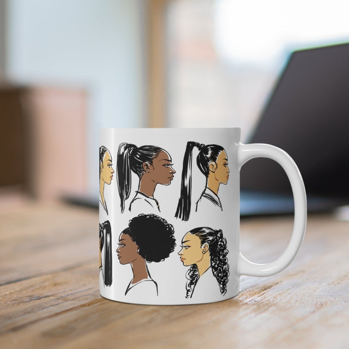 Ponytail Profile Mug - Afrocentric Art by The Trini Gee