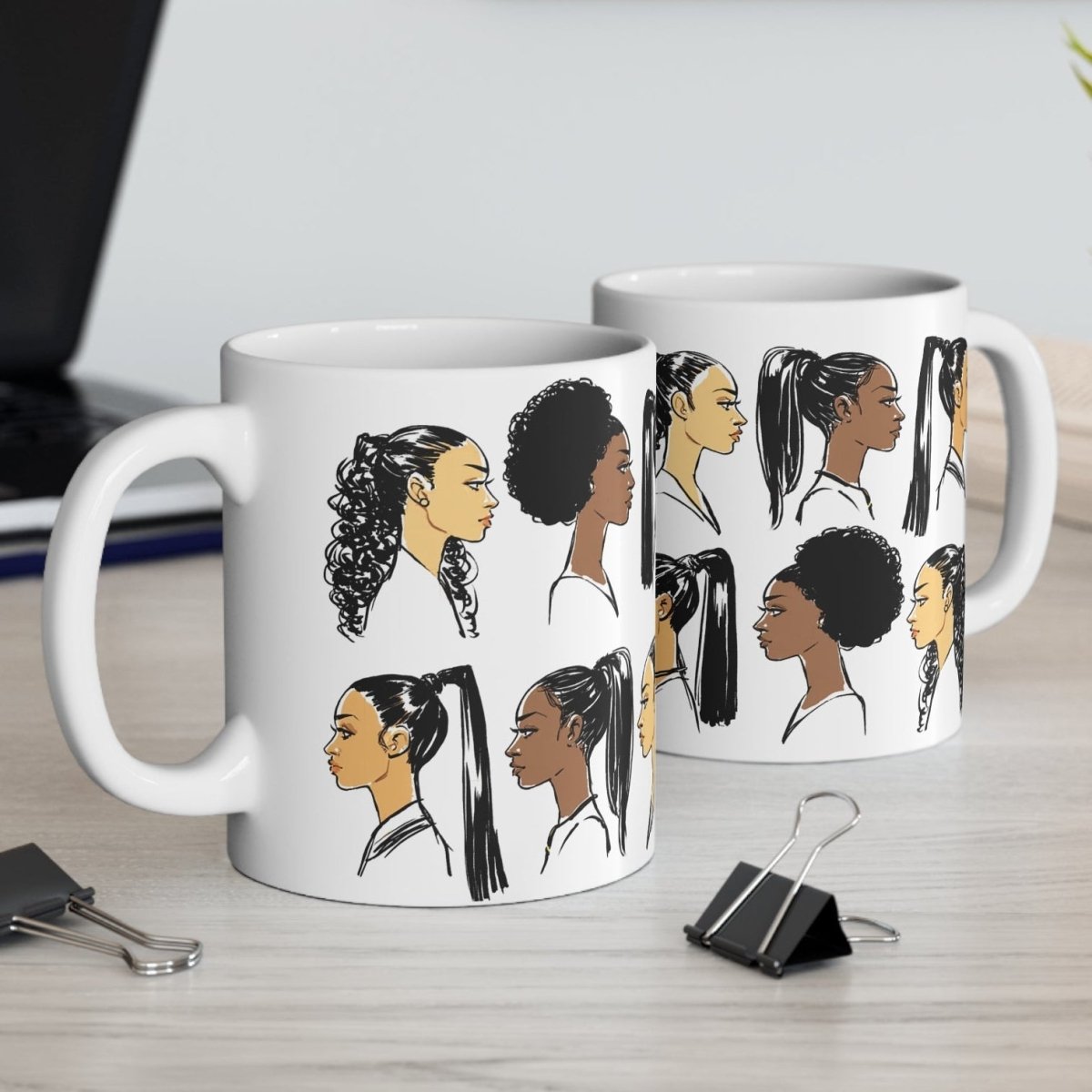 Ponytail Profile Mug - Afrocentric Art by The Trini Gee