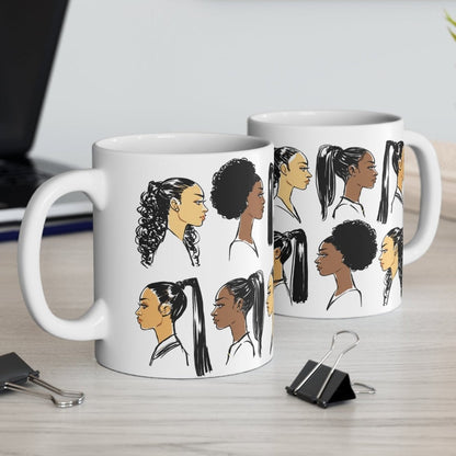 Ponytail Profile Mug - Afrocentric Art by The Trini Gee