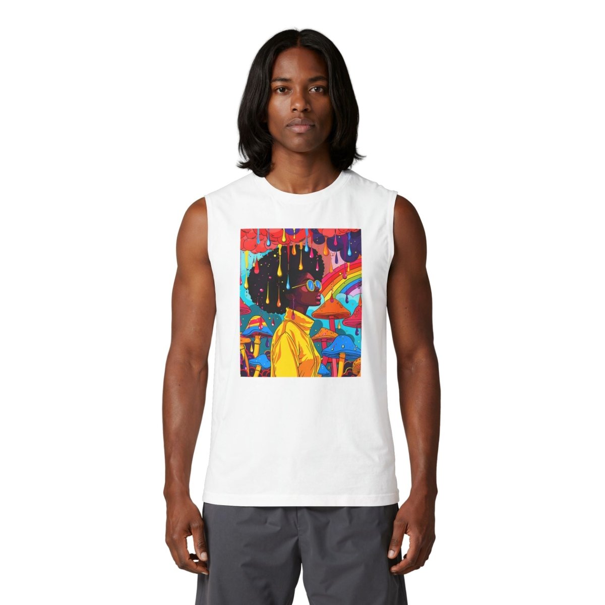 Psychedelic Afro Muscle Tank - Afrocentric Art by The Trini Gee