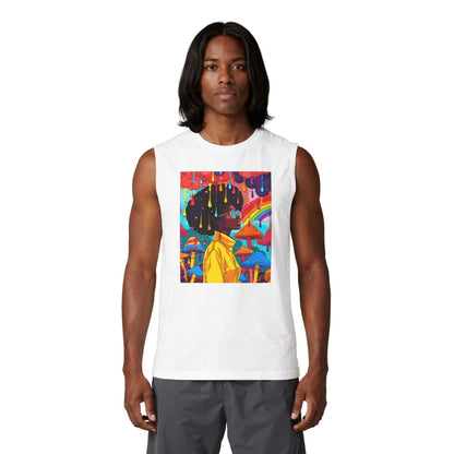 Psychedelic Afro Muscle Tank - Afrocentric Art by The Trini Gee