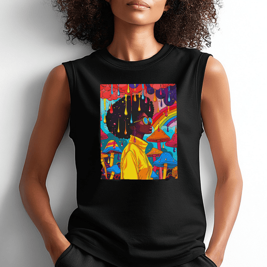 Psychedelic Afro Muscle Tank - Afrocentric Art by The Trini Gee
