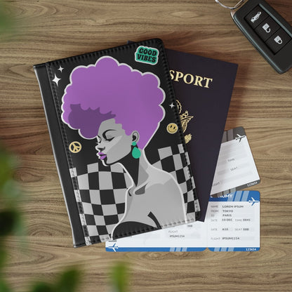 Purple Fro Queen Passport Cover - Afrocentric Art by The Trini Gee