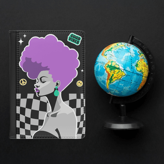 Purple Fro Queen Passport Cover - Afrocentric Art by The Trini Gee