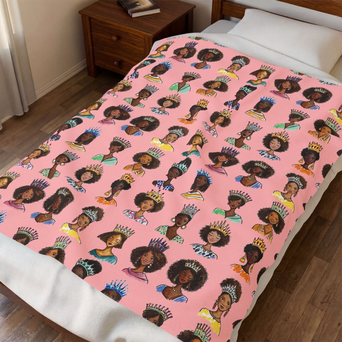 Queens Crowned Blanket - Afrocentric Art by The Trini Gee