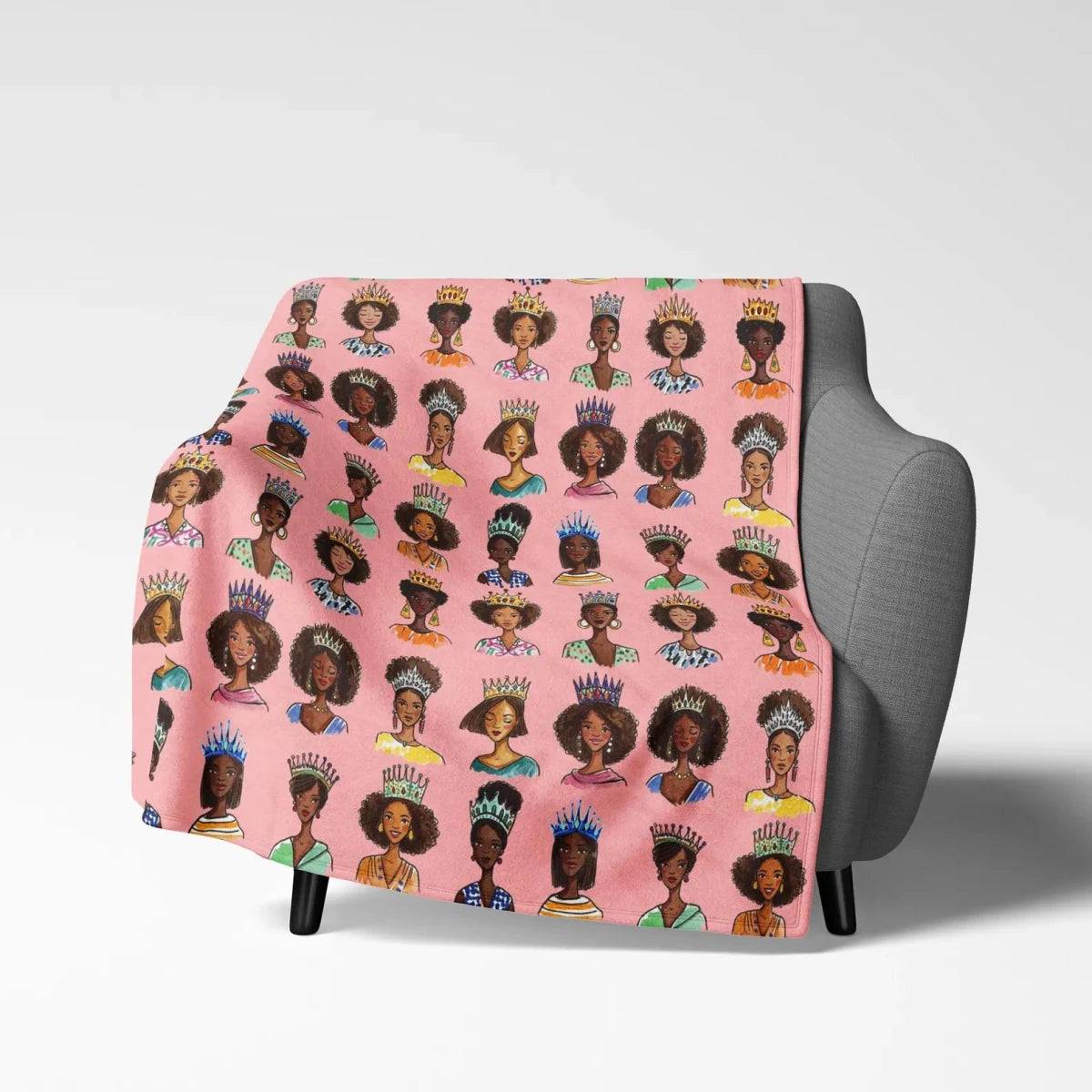 Queens Crowned Blanket - Afrocentric Art by The Trini Gee