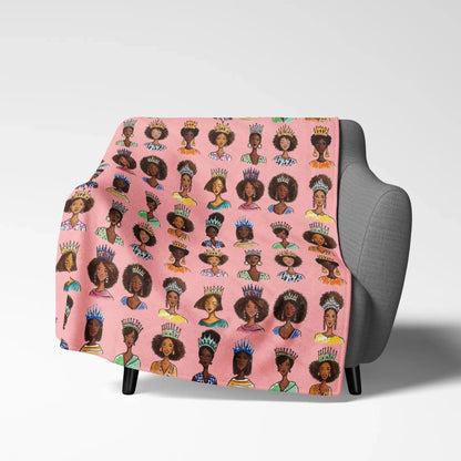 Queens Crowned Blanket - Afrocentric Art by The Trini Gee