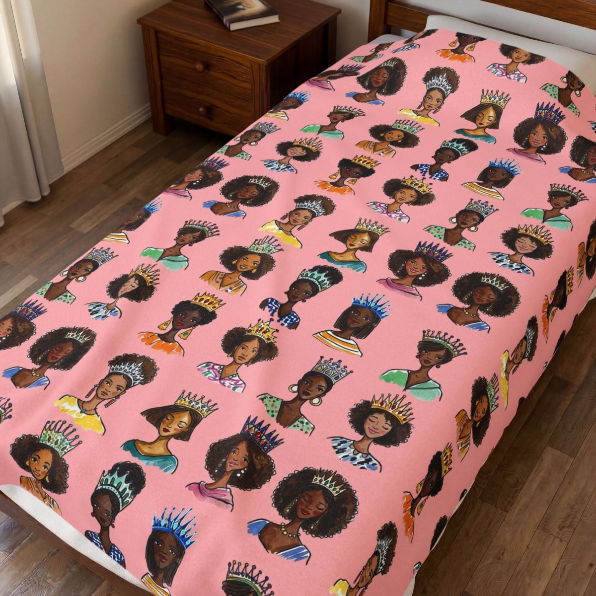 Queens Crowned Blanket - Afrocentric Art by The Trini Gee