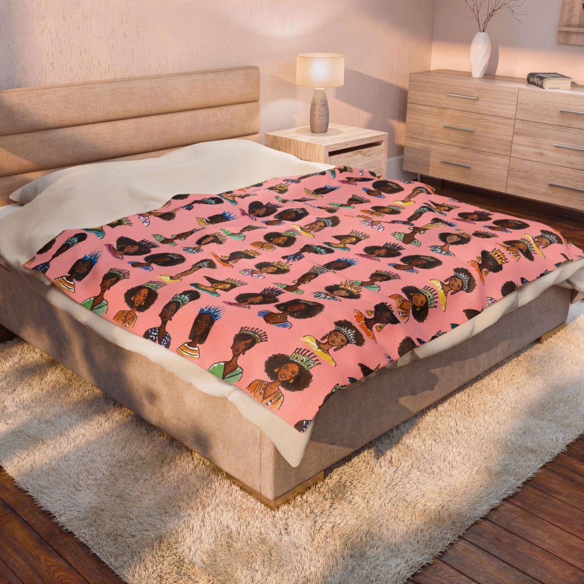Queens Crowned Blanket - Afrocentric Art by The Trini Gee