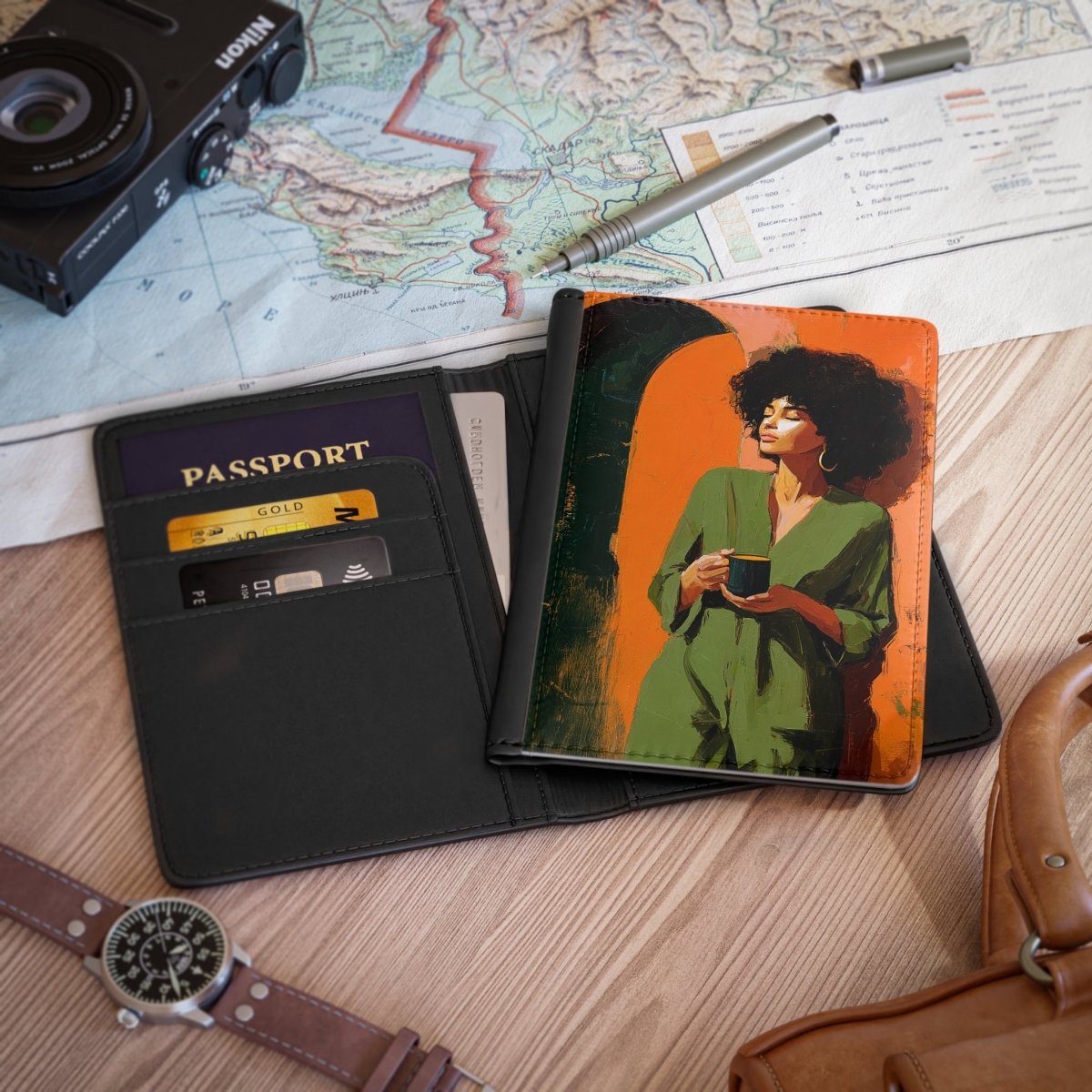 Quiet Confidence Passport Cover - Afrocentric Art by The Trini Gee