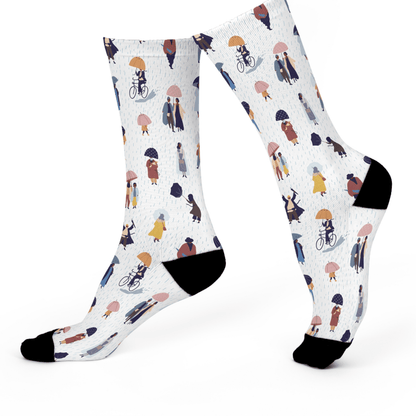 Rainy Day Crew Socks - Afrocentric Art by The Trini Gee