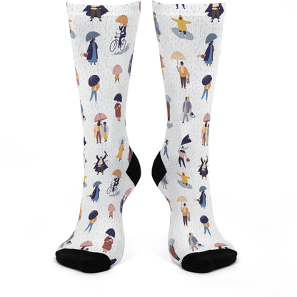 Rainy Day Crew Socks - Afrocentric Art by The Trini Gee