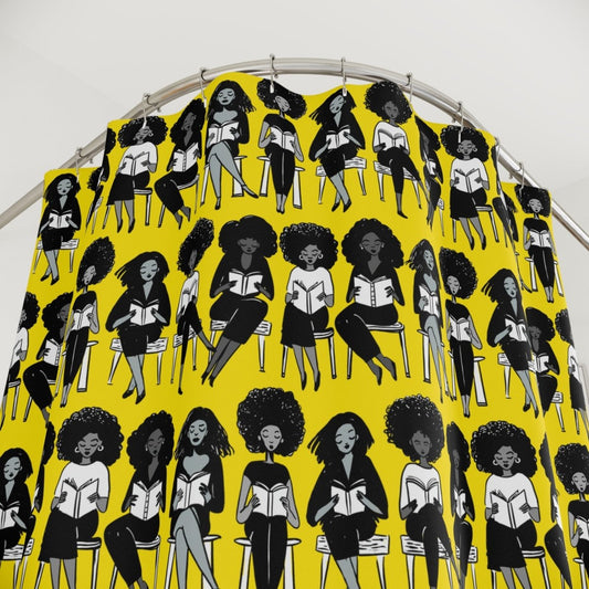 Reading Girls Shower Curtain - Afrocentric Art by The Trini Gee