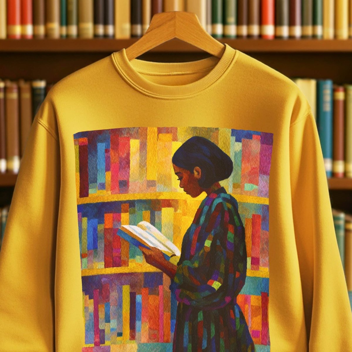Reading Woman Sweatshirt - Afrocentric Art by The Trini Gee