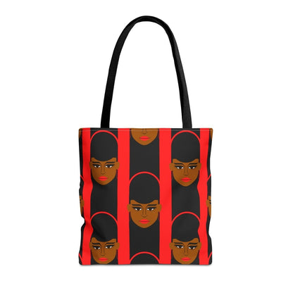 Red Afro Lines Tote Bag - Afrocentric Art by The Trini Gee