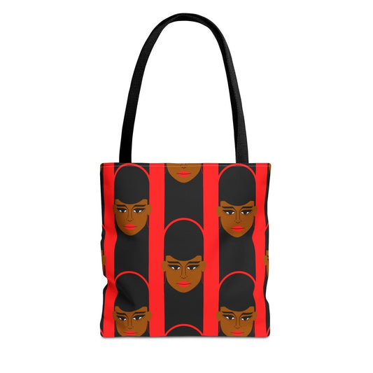 Red Afro Lines Tote Bag - Afrocentric Art by The Trini Gee