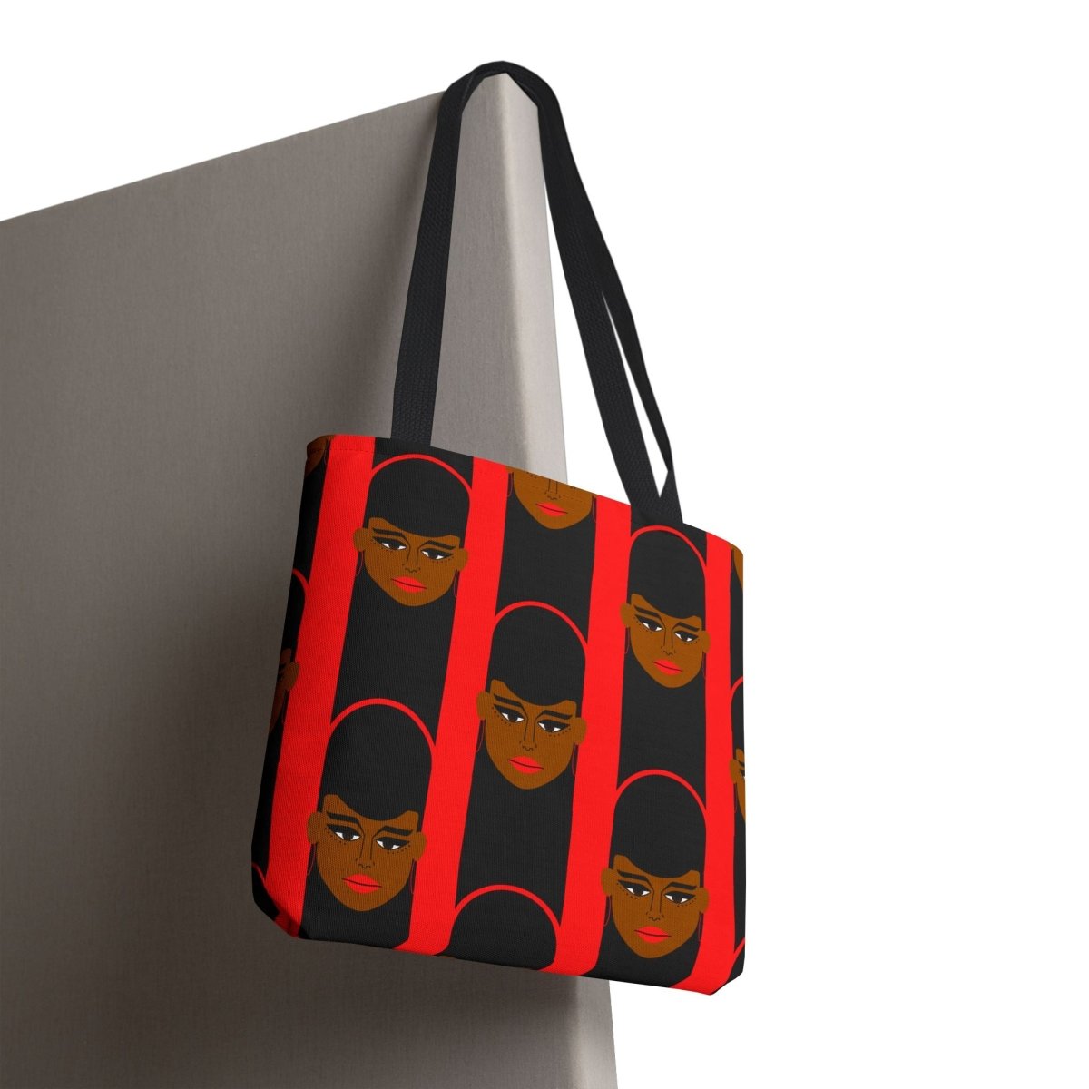 Red Afro Lines Tote Bag - Afrocentric Art by The Trini Gee