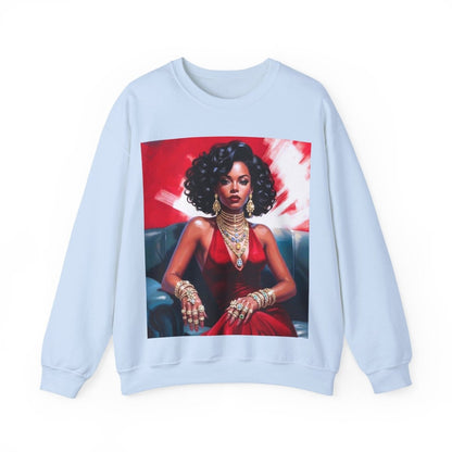 Red Dress Gold Jewels Sweatshirt - Afrocentric Art by The Trini Gee