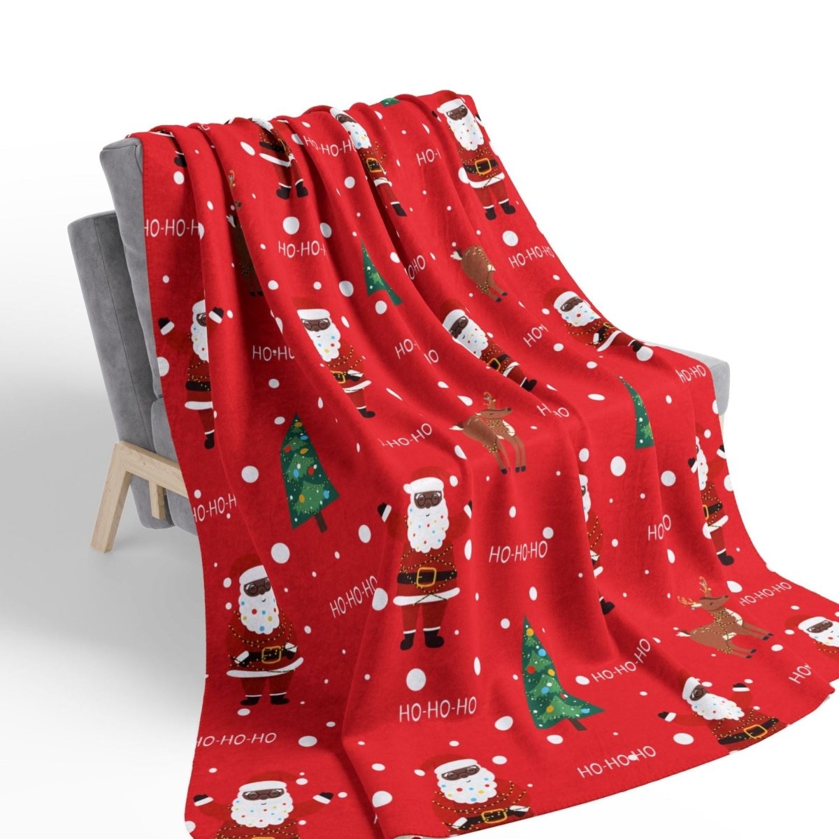 Red Santa Sherpa Blanket - Afrocentric Art by The Trini Gee