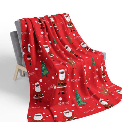 Red Santa Sherpa Blanket - Afrocentric Art by The Trini Gee