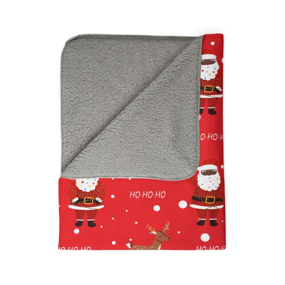 Red Santa Sherpa Blanket - Afrocentric Art by The Trini Gee