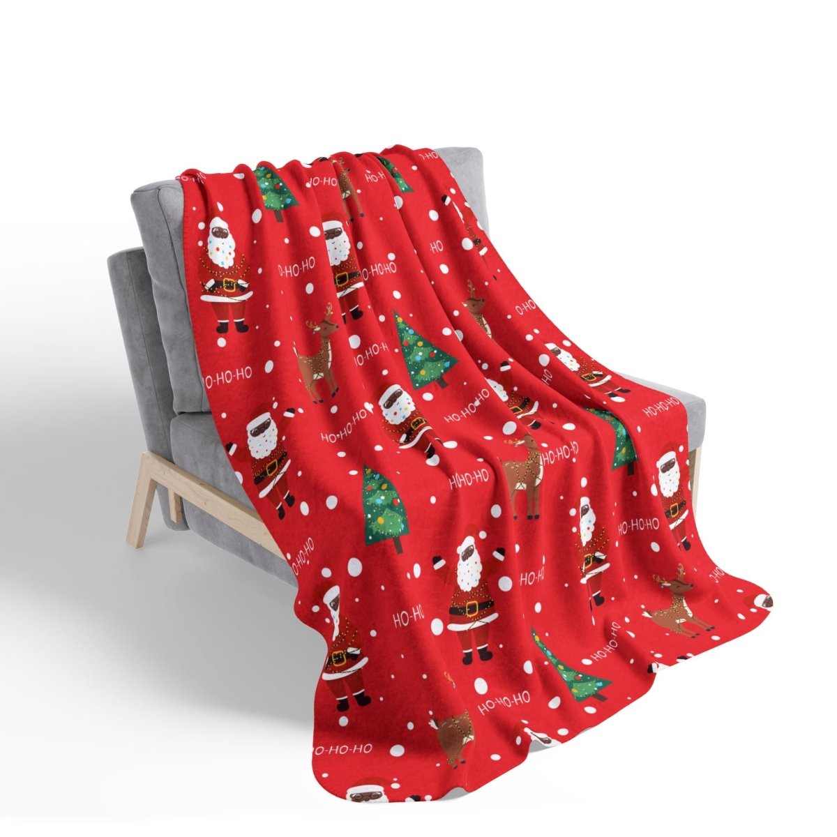 Red Santa Sherpa Blanket - Afrocentric Art by The Trini Gee