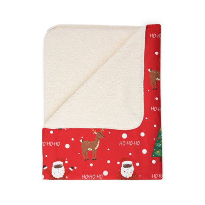 Red Santa Sherpa Blanket - Afrocentric Art by The Trini Gee