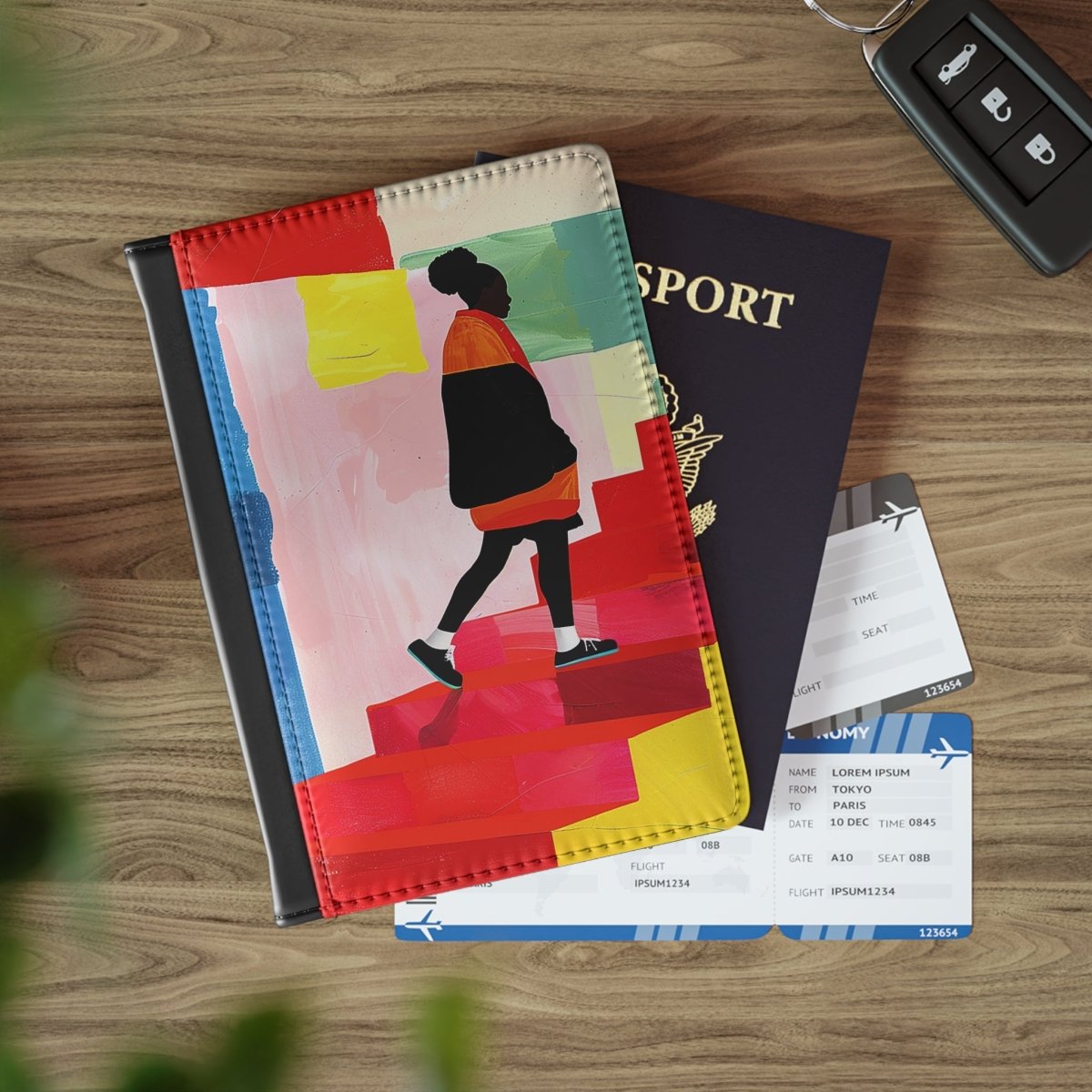 Red Steps Walk Passport Cover - Afrocentric Art by The Trini Gee