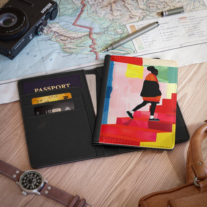 Red Steps Walk Passport Cover - Afrocentric Art by The Trini Gee