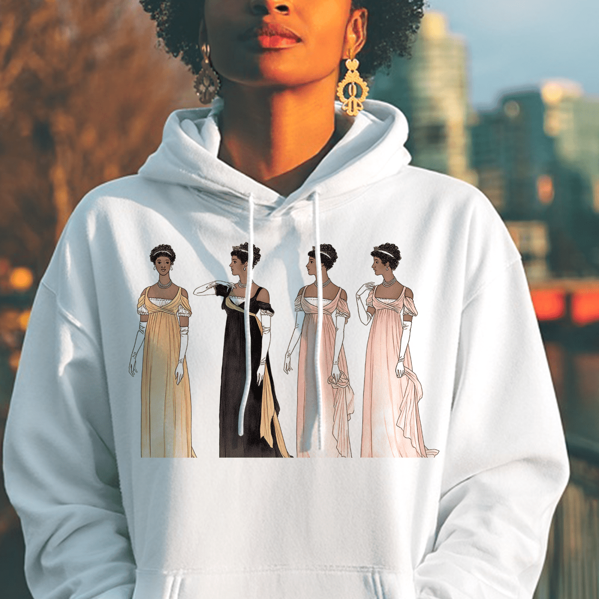 Regency Ladies Hoodie - Afrocentric Art by The Trini Gee