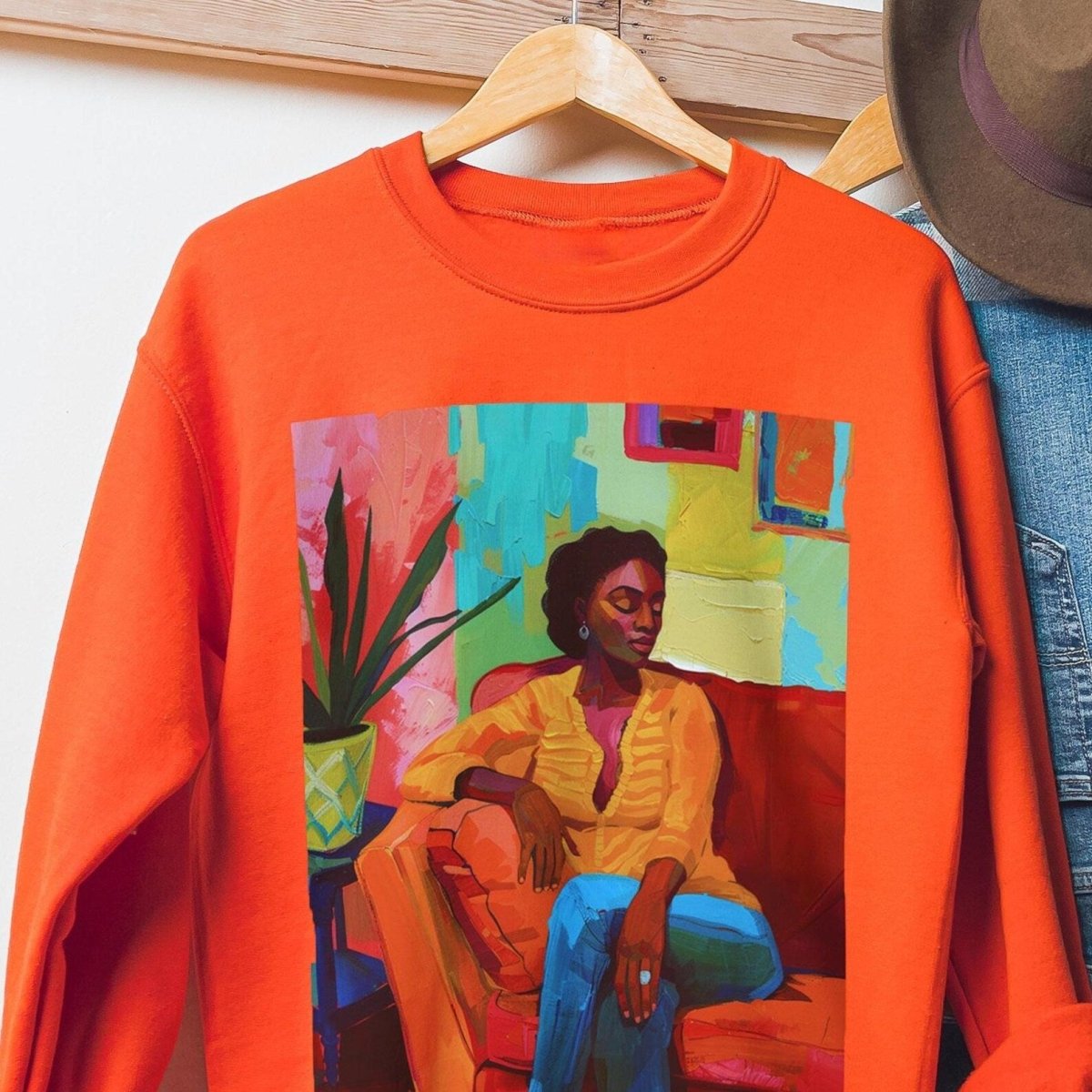 Relaxed Lounge Sweatshirt - Afrocentric Art by The Trini Gee