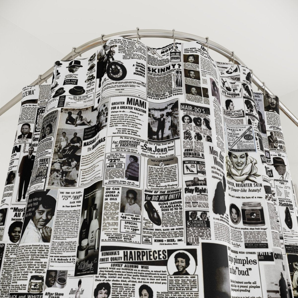 Retro Black Classifieds Shower Curtain - The Trini Gee