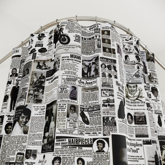 Retro Black Classifieds Shower Curtain - The Trini Gee