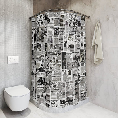 Retro Black Classifieds Shower Curtain - The Trini Gee