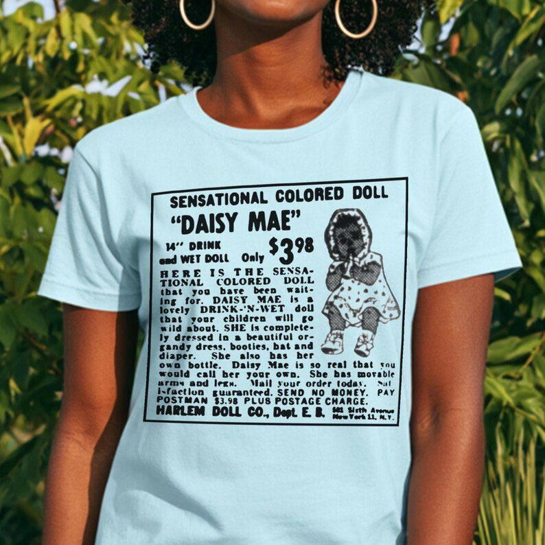 Retro Black Doll Ad Shirt - Afrocentric Art by The Trini Gee