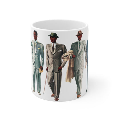 Retro Black Men Mug - Afrocentric Art by The Trini Gee